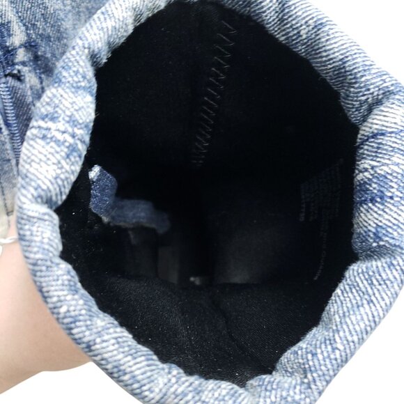 Blue Faded Denim Fringe Fashion Boots Womens Size 6 Textile - Picture 7 of 9